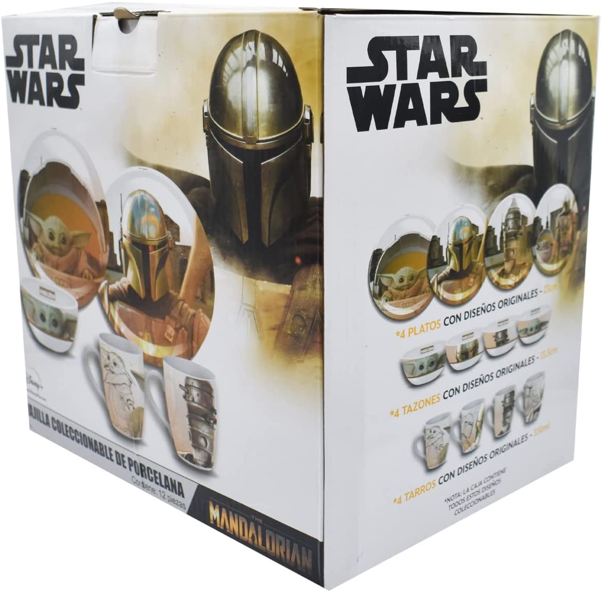 Vajilla Baby Yoda Mandalorian Star Wars 12 Piezas Porcelana Colección Mando Grogu 