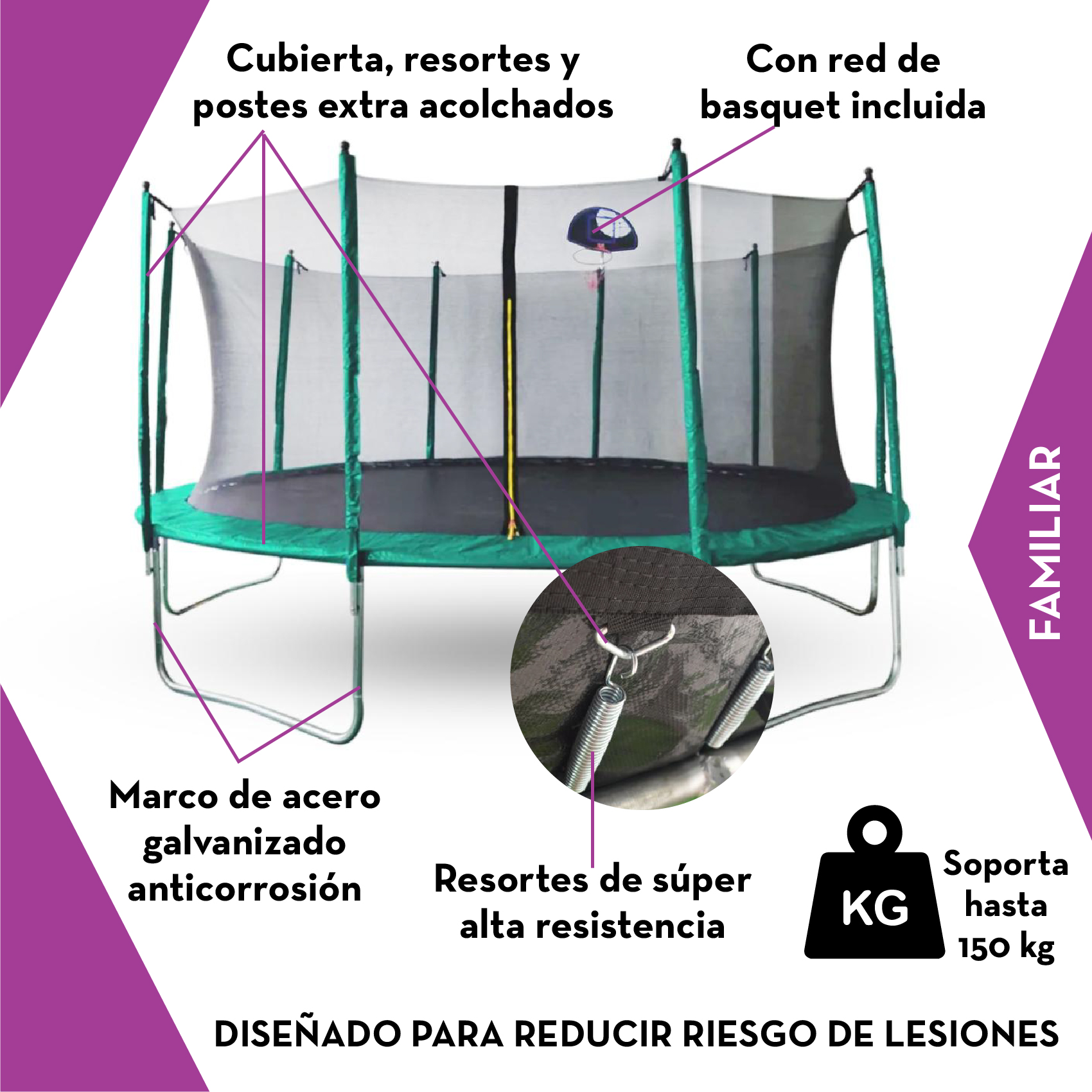 Trampolín Brincolín 15 Pies Con Red De Basquet(CL)