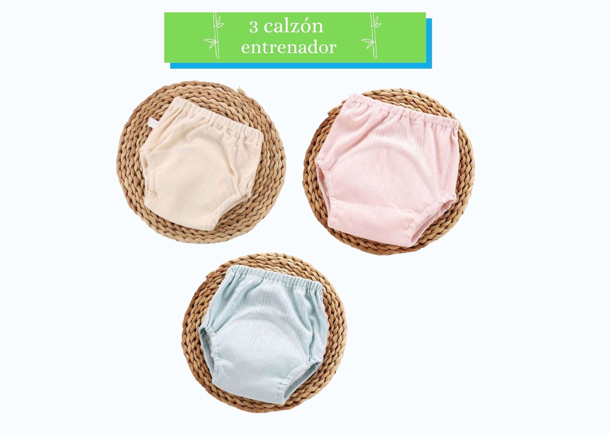 3 Calzón Entrenador 100% algodón Ecológico Pañal Entrenador De Tela Niña