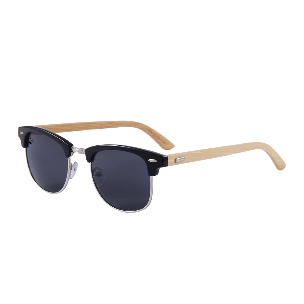 Lentes Gafas de Sol PANDAS Unisex para Hombre y Mujer de Madera de Bambú Cuadrados Oscuros UV400 Tigris Negro