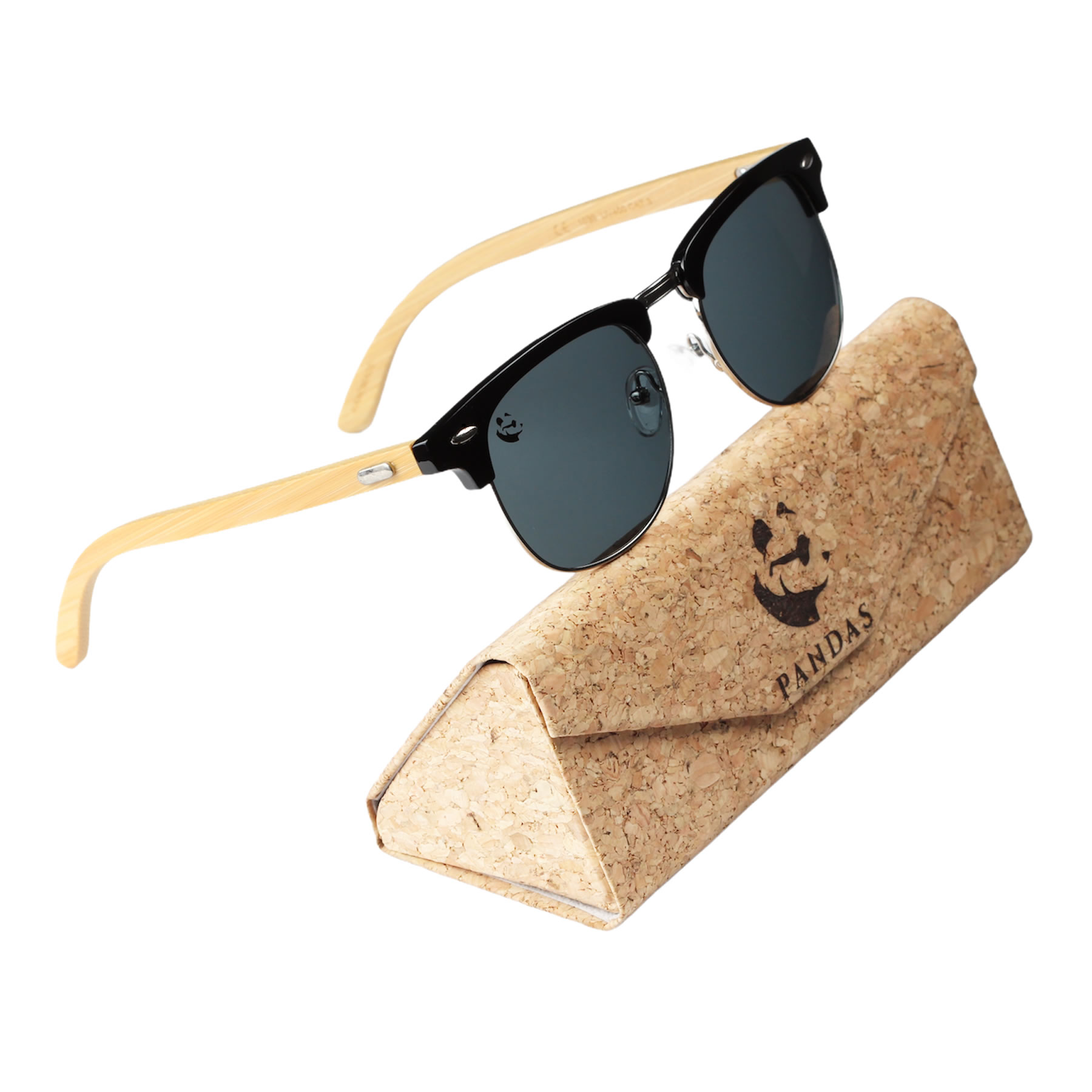 Lentes Gafas de Sol PANDAS Unisex para Hombre y Mujer de Madera de Bambú Cuadrados Oscuros UV400 Tigris Negro