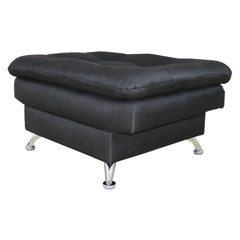 Taburete  Moderno Puff en Lino Negro Reposapiés