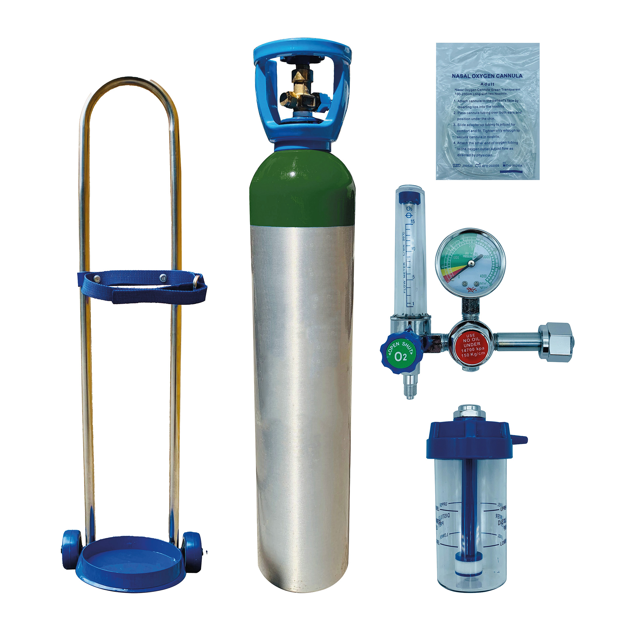 Tanque de Oxígeno Medicinal 1,725 lts. con Set de Accesorios Incluidos  