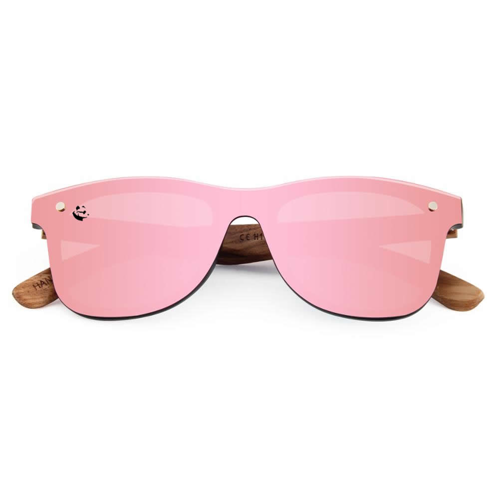 Lentes Gafas de Sol PANDAS para Mujer Dama Polarizados de Madera Rectangulares Espejados UV400 Flamenco Rosas