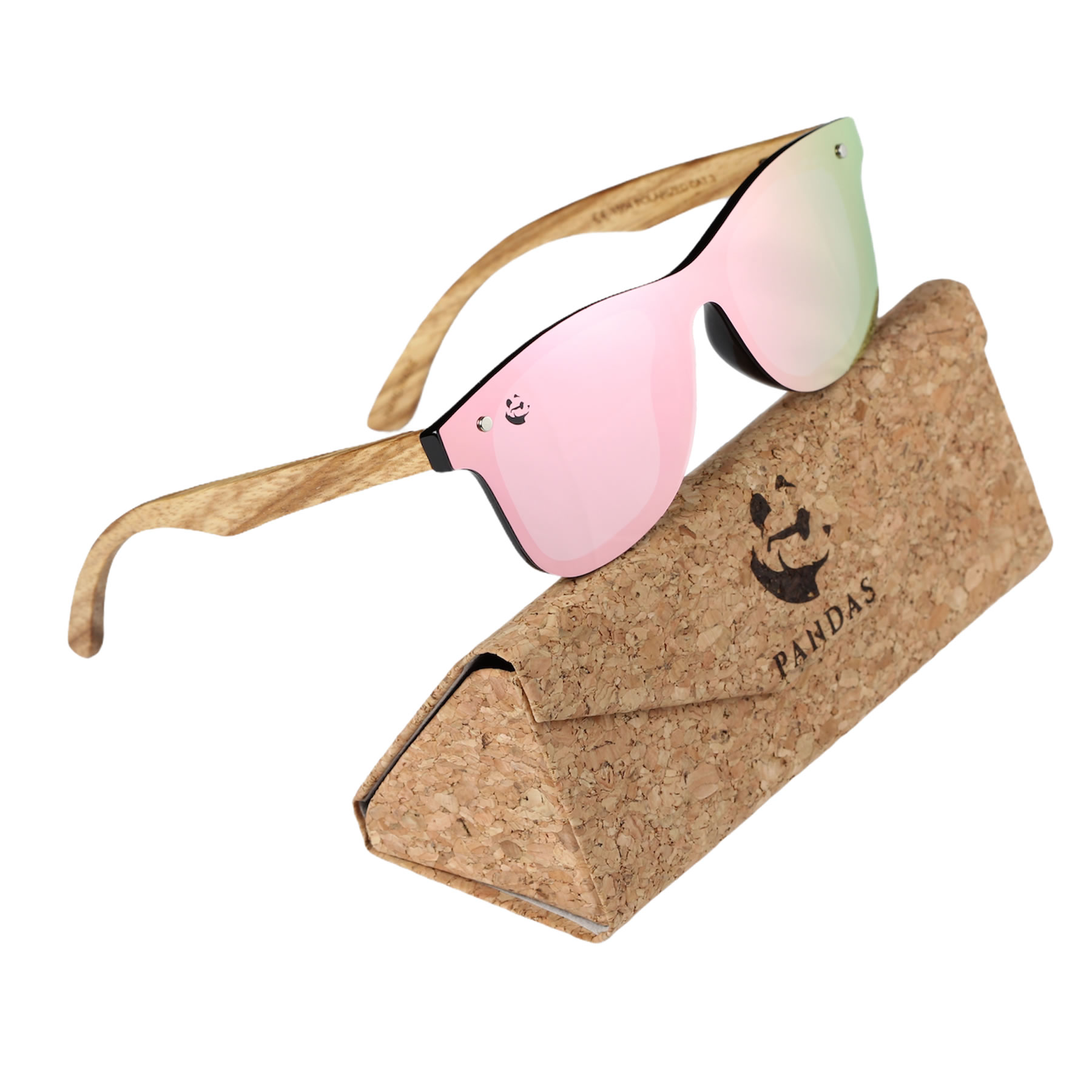 Lentes Gafas de Sol PANDAS para Mujer Dama Polarizados de Madera Rectangulares Espejados UV400 Flamenco Rosas