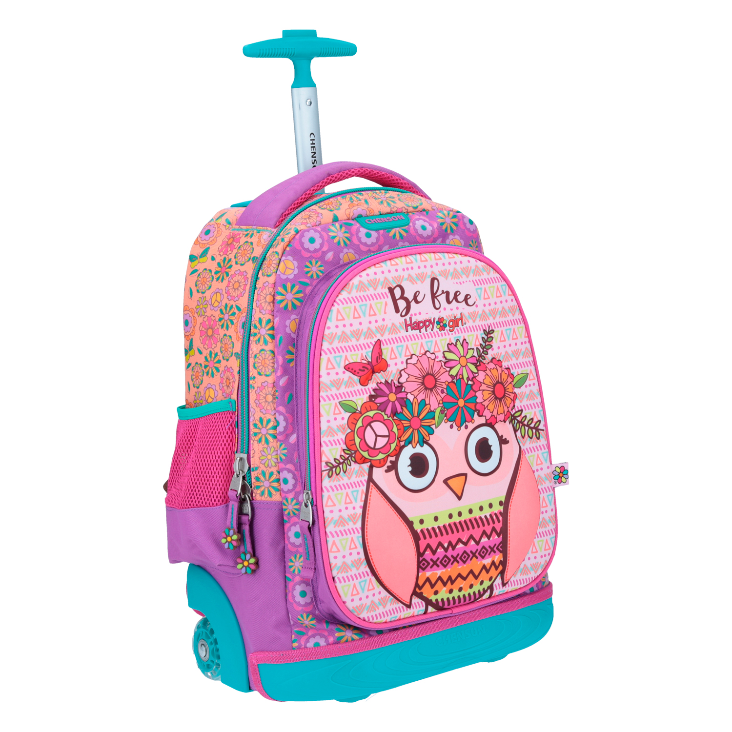 MOCHILA RUEDAS BASTON CHENSON ESCOLAR HAPPY GIRL BUHO HG64196-U