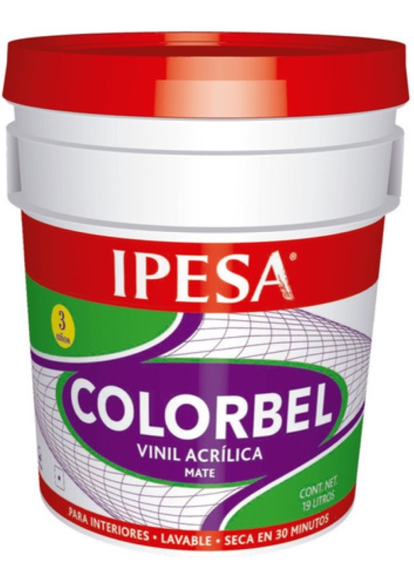Cubeta Pintura Colorbel Interior 3 Años Lavable 19lts Ipesa