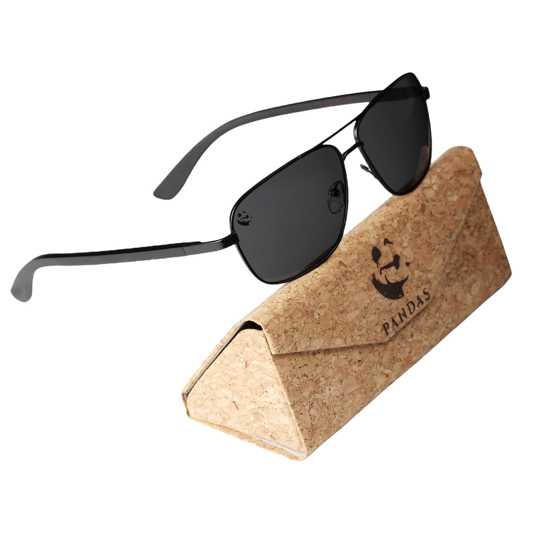 Lentes Gafas de Sol PANDAS para Hombre Caballero Polarizados de Madera Rectangulares Vintage Oscuros UV400 Manatus Negro