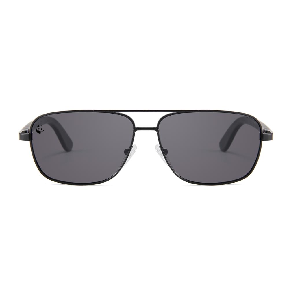 Lentes Gafas de Sol PANDAS para Hombre Caballero Polarizados de Madera Rectangulares Vintage Oscuros UV400 Manatus Negro