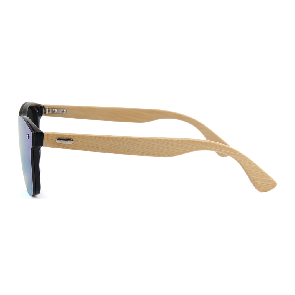 Lentes Gafas de Sol PANDAS Unisex para Hombre y Mujer de Madera de Bambú Cuadrados Espejados UV400 Quetzal Azul