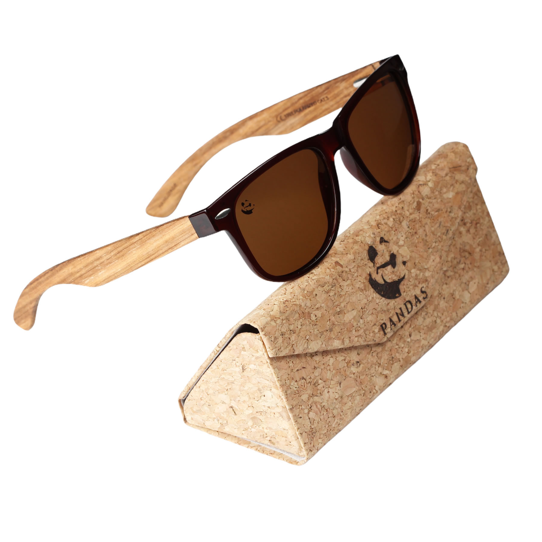 Lentes Gafas de Sol PANDAS para Hombre Caballero Polarizados de Madera Cuadrados Oscuros UV400 Lobo Café Marrón