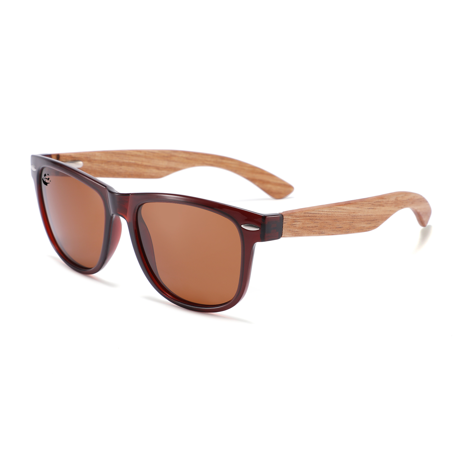 Lentes Gafas de Sol PANDAS para Hombre Caballero Polarizados de Madera Cuadrados Oscuros UV400 Lobo Café Marrón