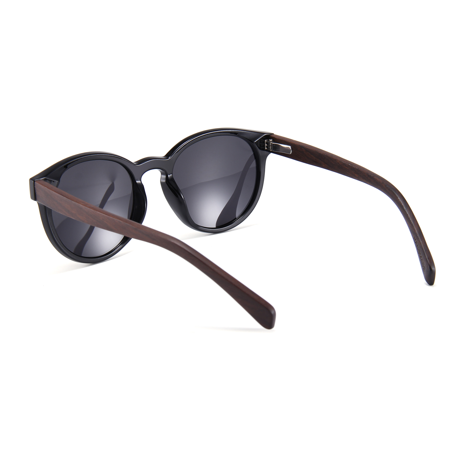 Lentes Gafas de Sol PANDAS para Mujer Dama Polarizados de Madera Redondos Circulares Oscuros UV400 Lémur Negro