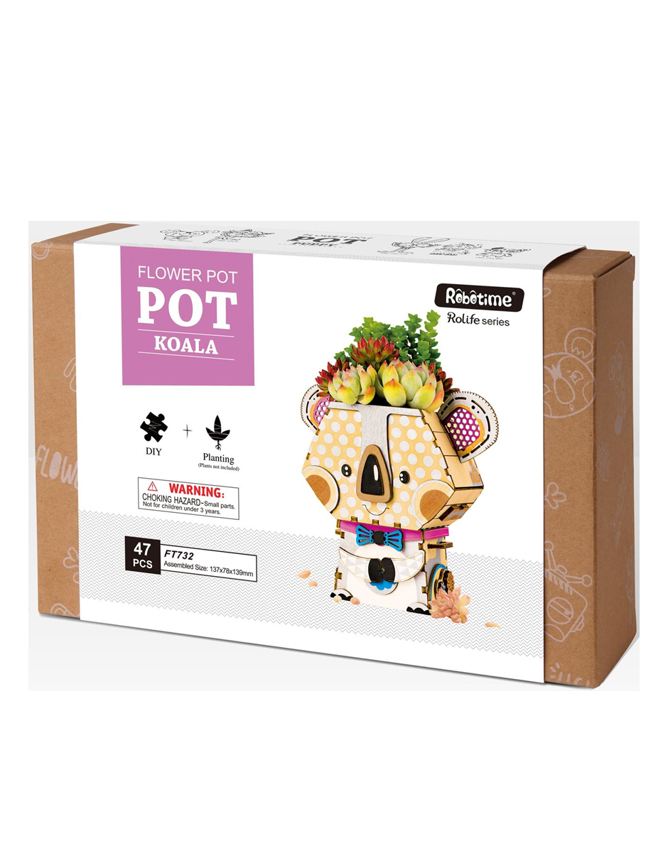 Rompecabezas 3d Mini Maceta Koala Robotime Madera 