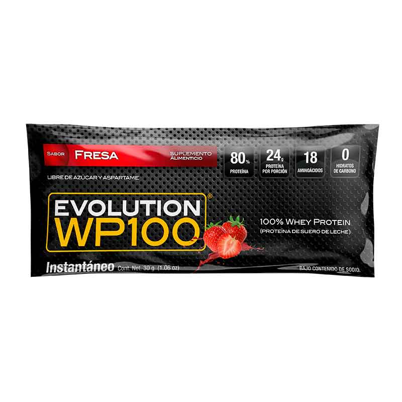 Evolution WP100 proteína de suero de leche fresa caja 20 sobres