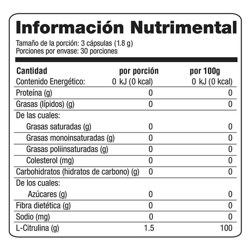 Evolution L-citrulina aminoácido frasco 90 cápsulas