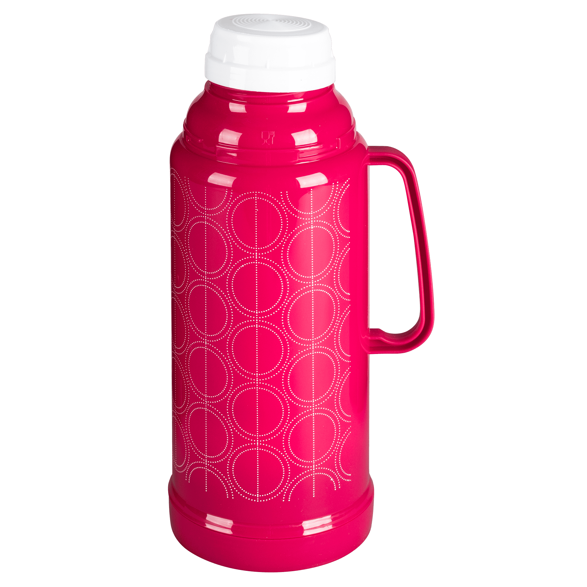 Termo círculos de 1 litro Ekco Classic de Ampolla de vidrio Color Rosa con Tapa-taza y Tapa anti-derrames