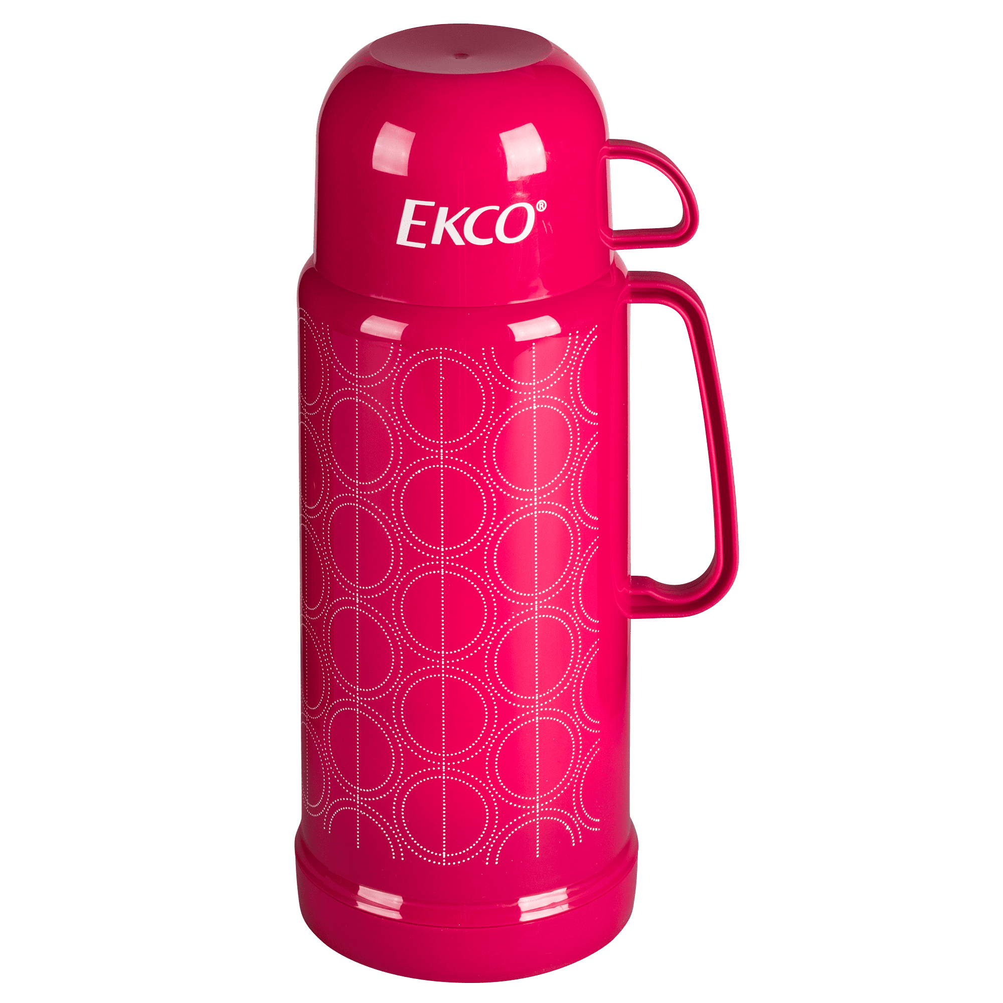 Termo círculos de 1 litro Ekco Classic de Ampolla de vidrio Color Rosa con Tapa-taza y Tapa anti-derrames