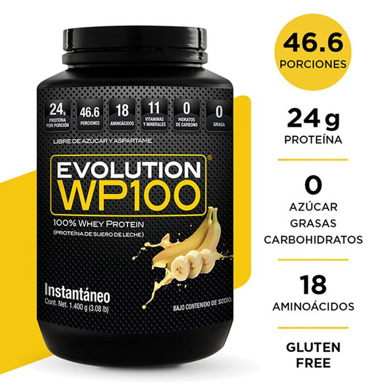 Evolution WP100 proteína de suero de leche plátano 1400 g