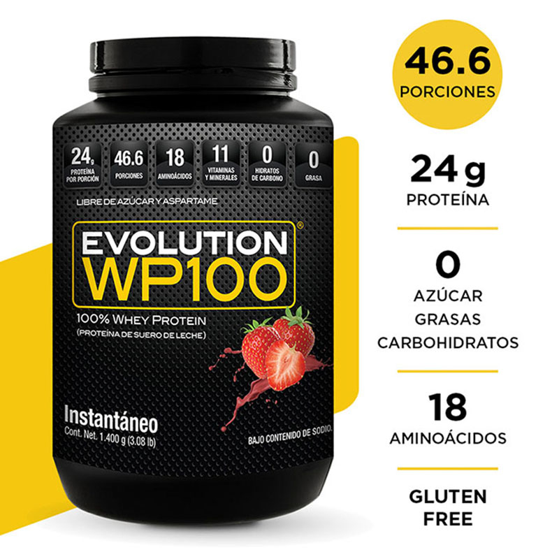 Evolution WP100 proteína de suero de leche fresa 1400 g