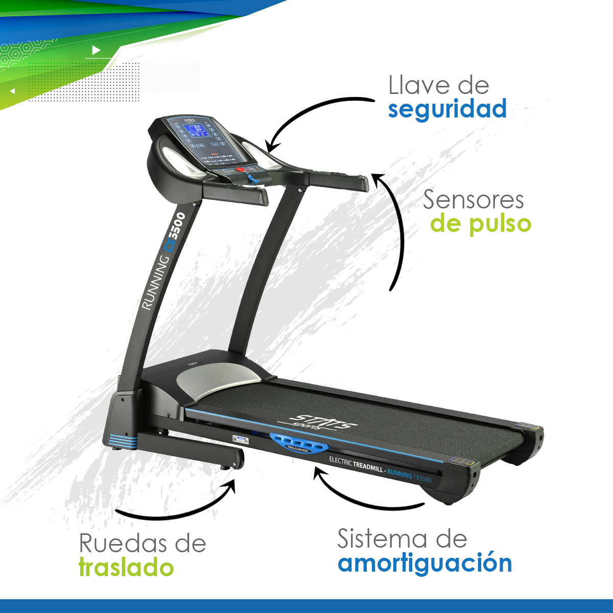 Caminadora Eléctrica Stats Sports 120v/banda De 125x45cm