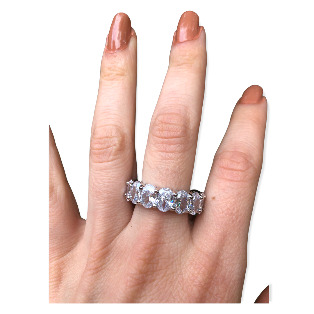 Churumbela De Zirconía Oval Mediana En Plata 925 -amour.