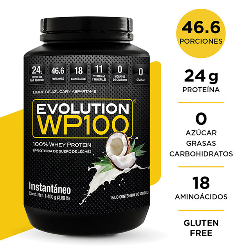 Evolution WP100 proteína de suero de leche coco 1400 g