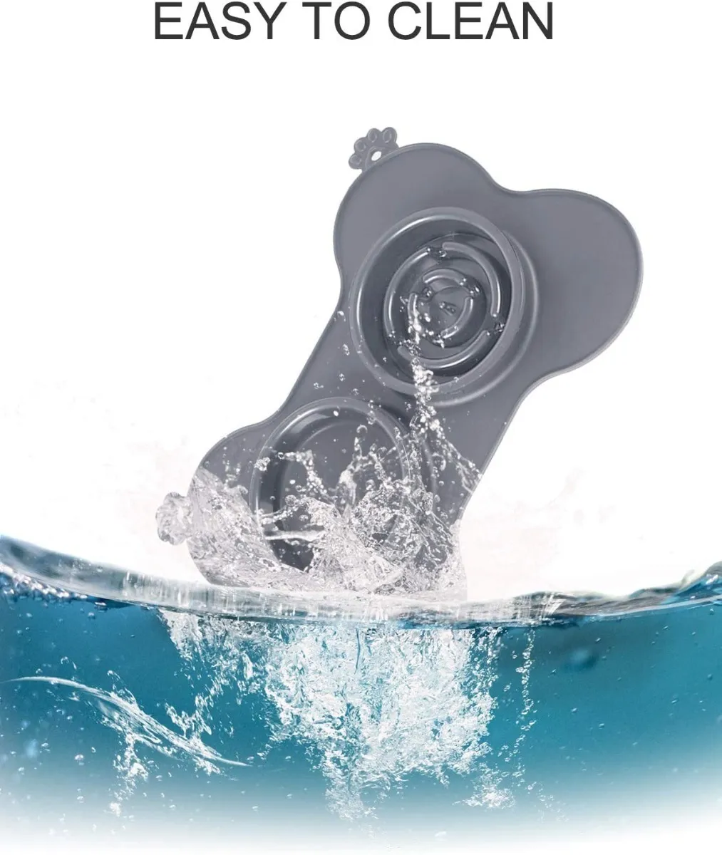 Large Perro Bowl Lento Alimentador Tazón 3 En 1 Para Perros Gris