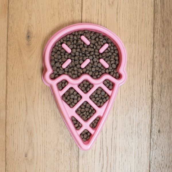 PLATO PARA COMER LENTO ANTIDESLIZANTE PARA PERROS MODELO Ice Cream Rosa