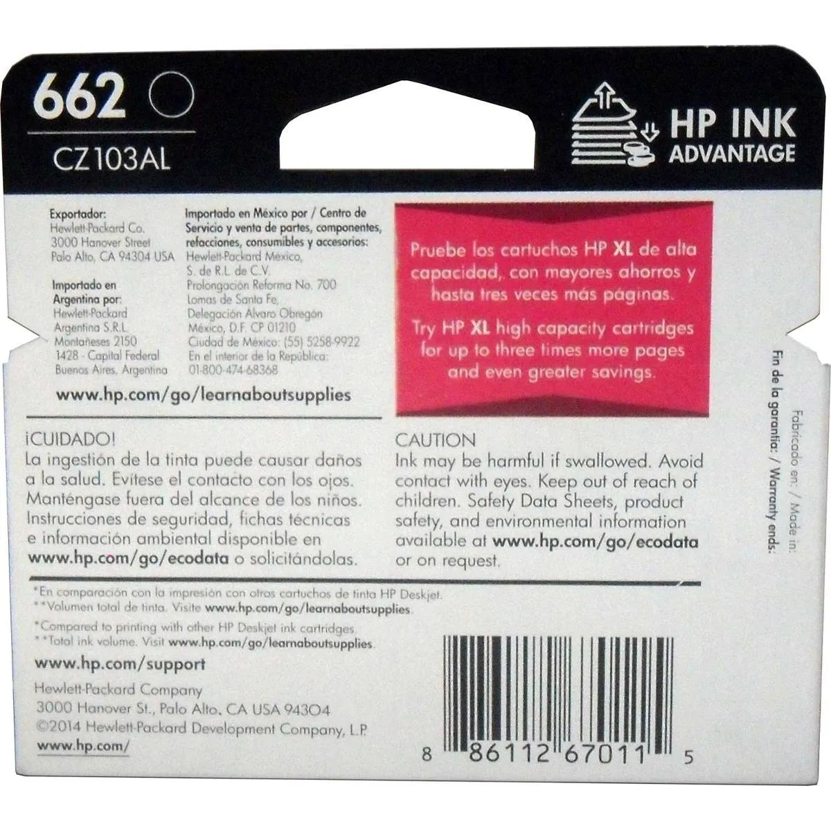 Cartucho Tinta Hp 662 Negro Cz103al Original 1515 3545 4646