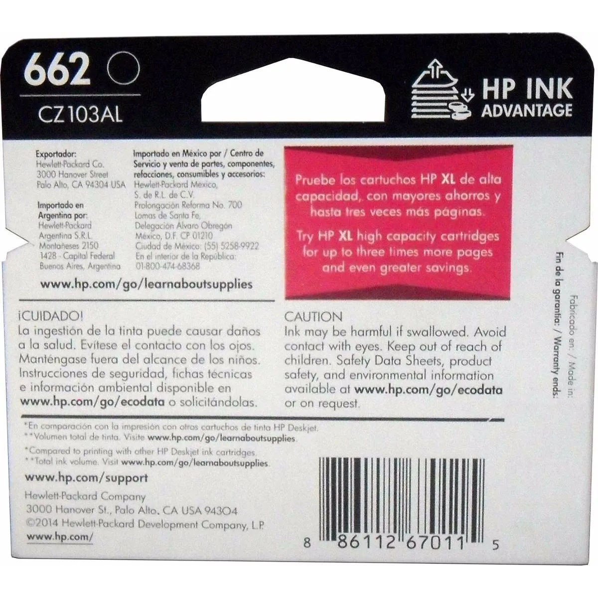 Combo 2 Cartucho Tinta Hp 662 1 Negro Cz103al 1color Cz104al