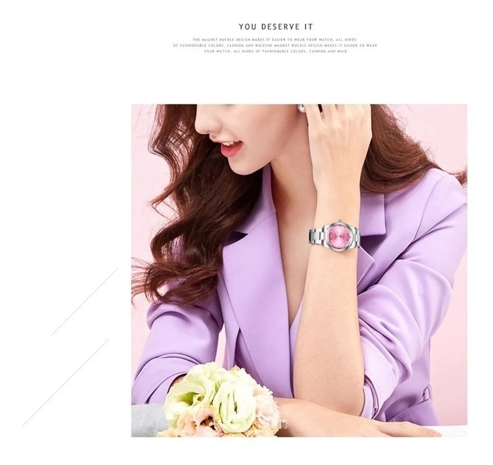 RELOJ COREANO IMPERMEABLE PARA MUJER ROSA