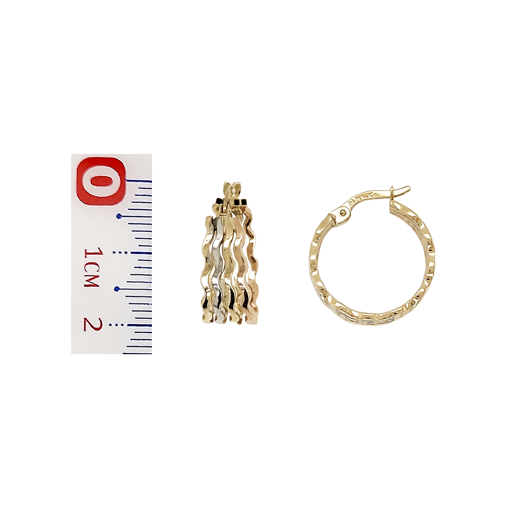 Arracadas Onduladas en 3 Oros de 14 K + Obsequio