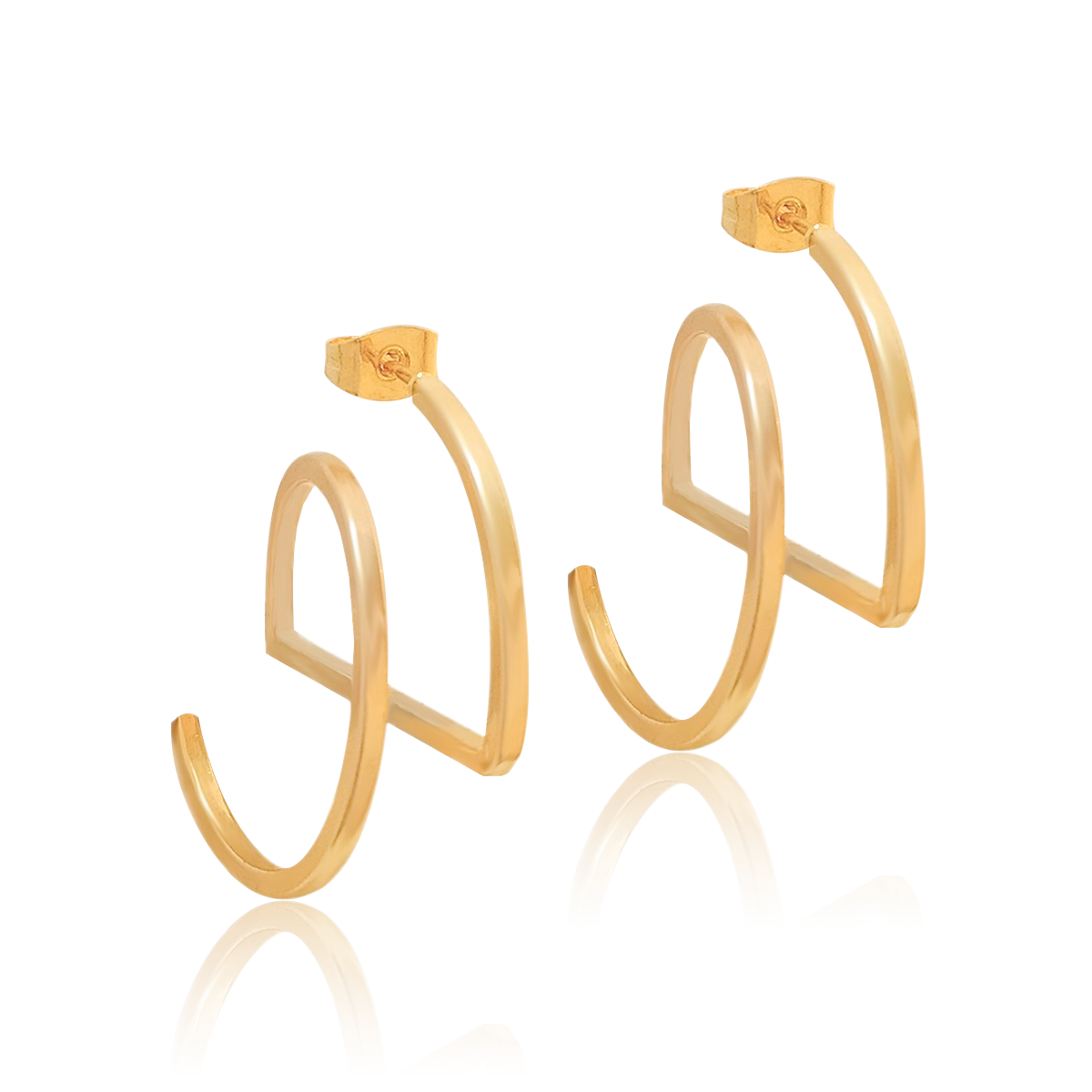 Arete Oro 18k Laminado #449 Forma E Estilo Florentino Alto 2.8 cm Ancho 2.6 cm