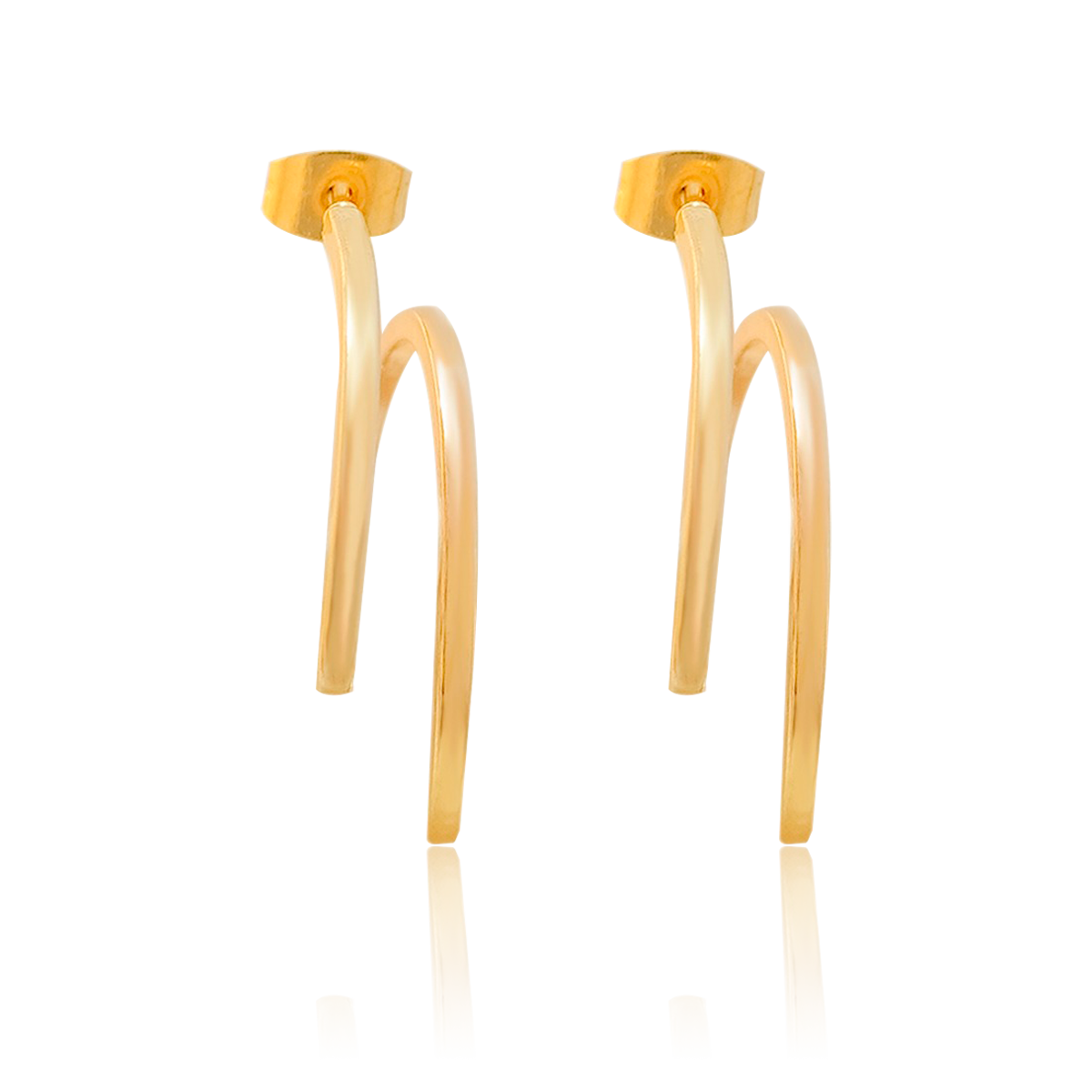 Arete Oro 18k Laminado #449 Forma E Estilo Florentino Alto 2.8 cm Ancho 2.6 cm