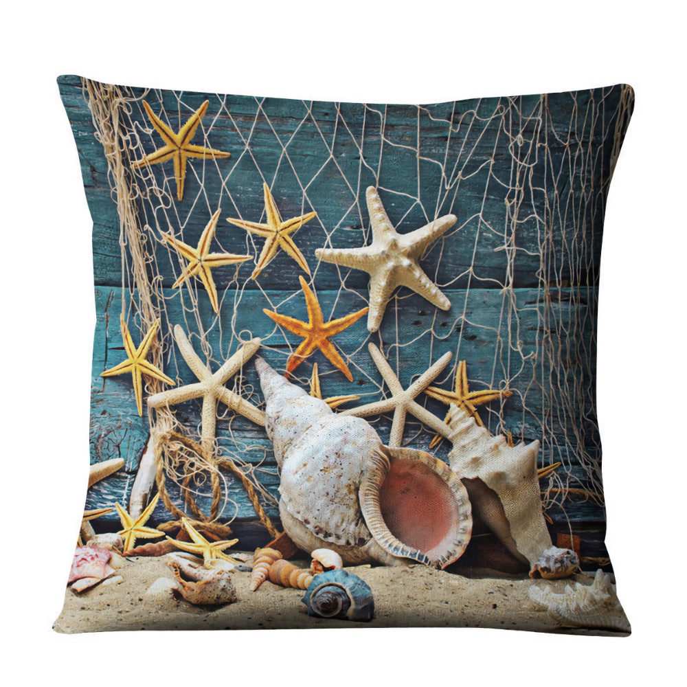 Juego De 4 Fundas Decorativas Para Cojín Mar Puerto Mediterráneo