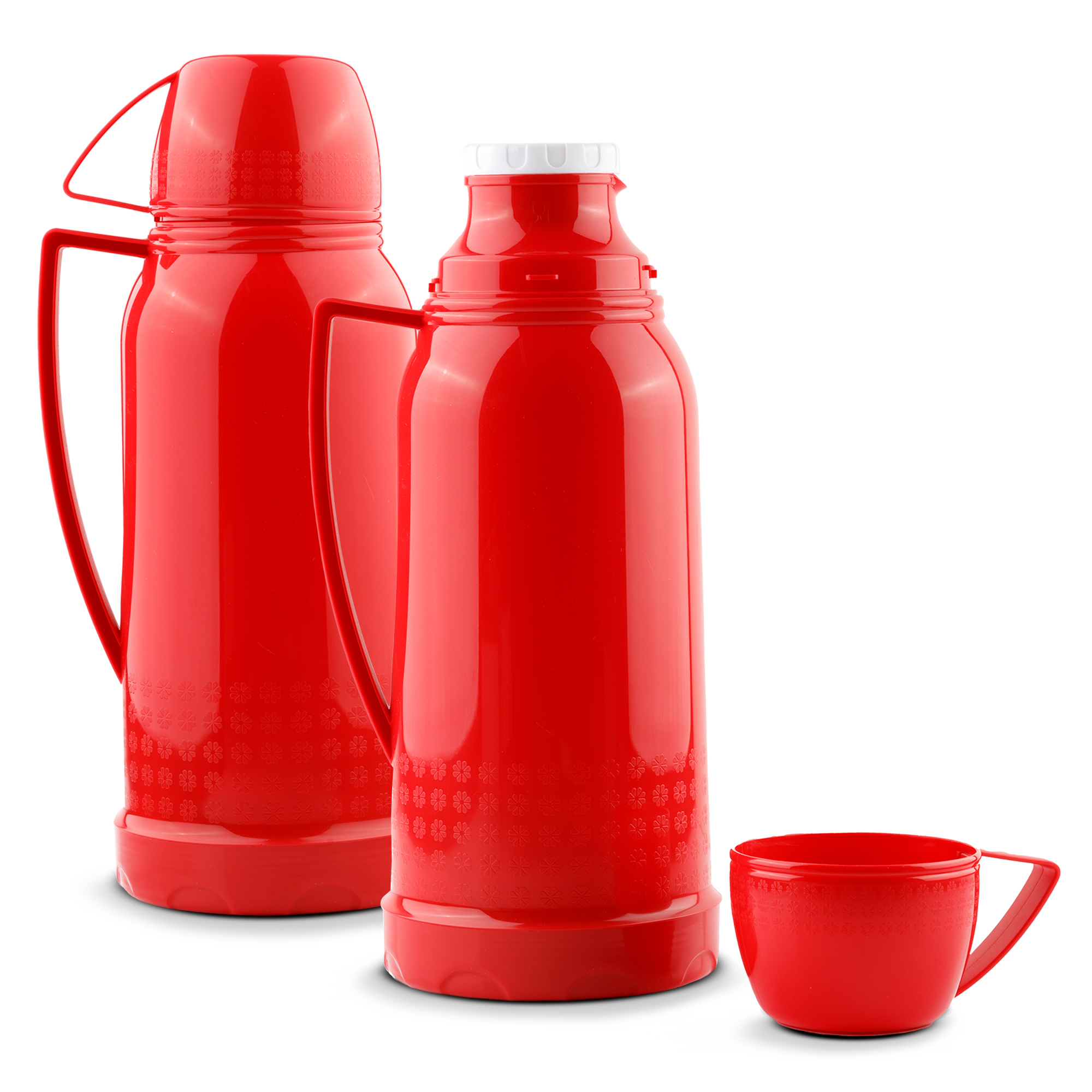 2 Pack Termos Ekco Classic Color Rojos hechos de Polipropileno con Taza-Tapa y Tapa Anti-derrames