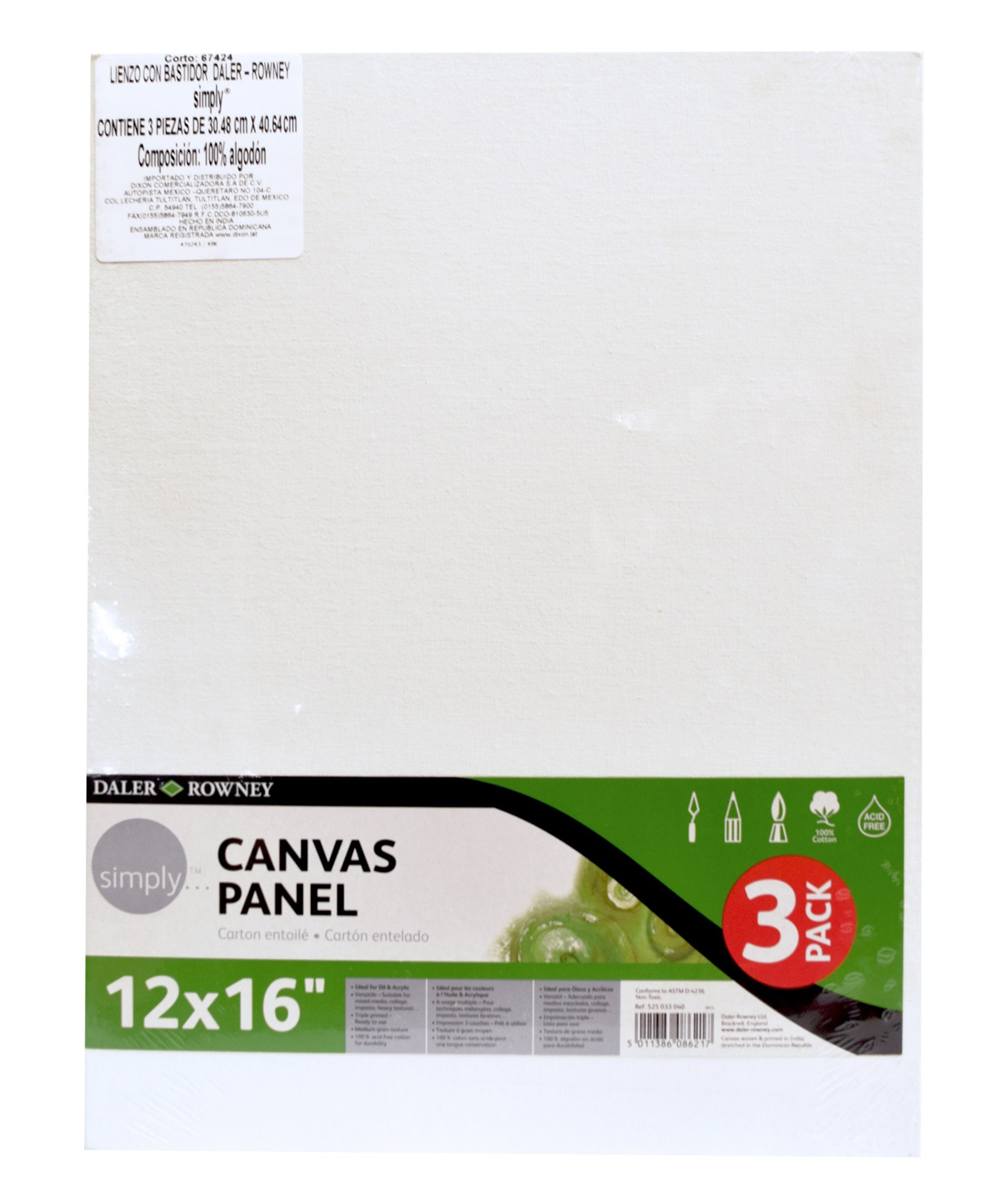 Lienzo Panel Cartón Entelado 30x40cm 3pzs Daler Rowney