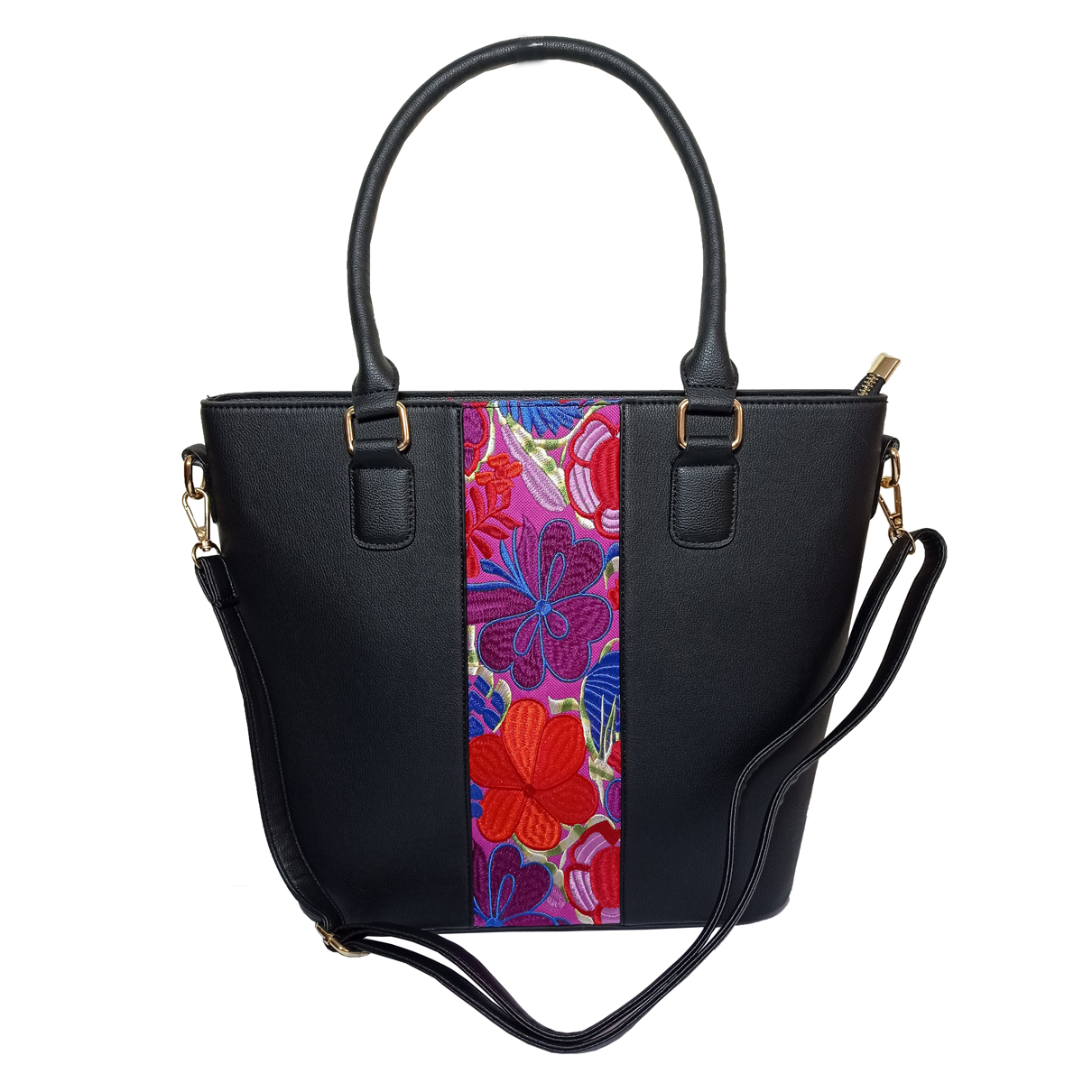 Bolsa tote 2 en 1 con detalle floral bordado Love Trove color negro
