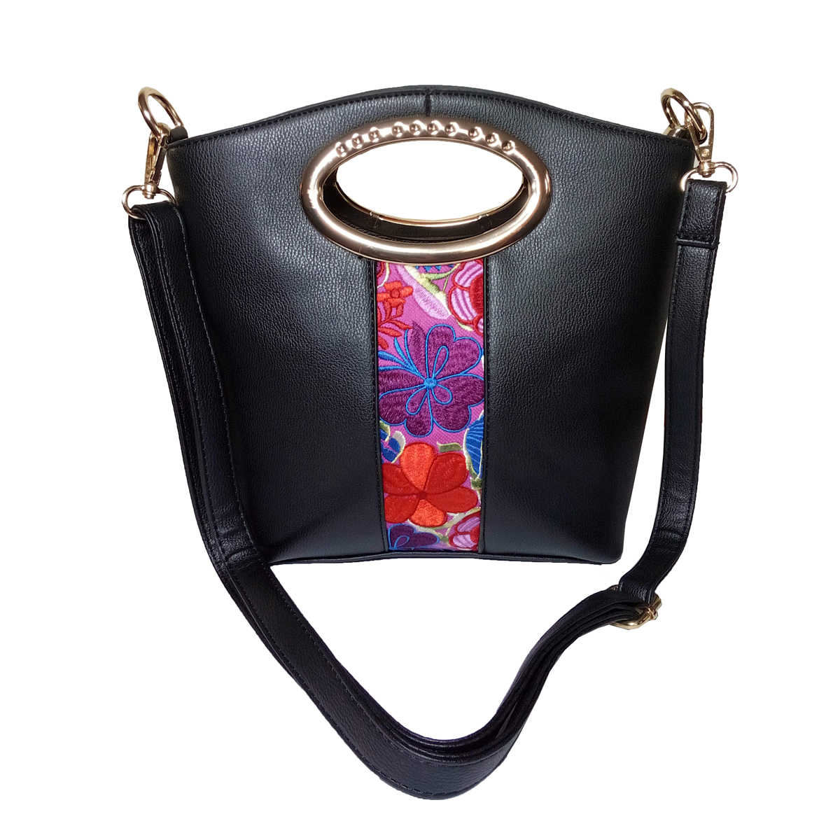 Bolsa tote 2 en 1 con detalle floral bordado Love Trove color negro