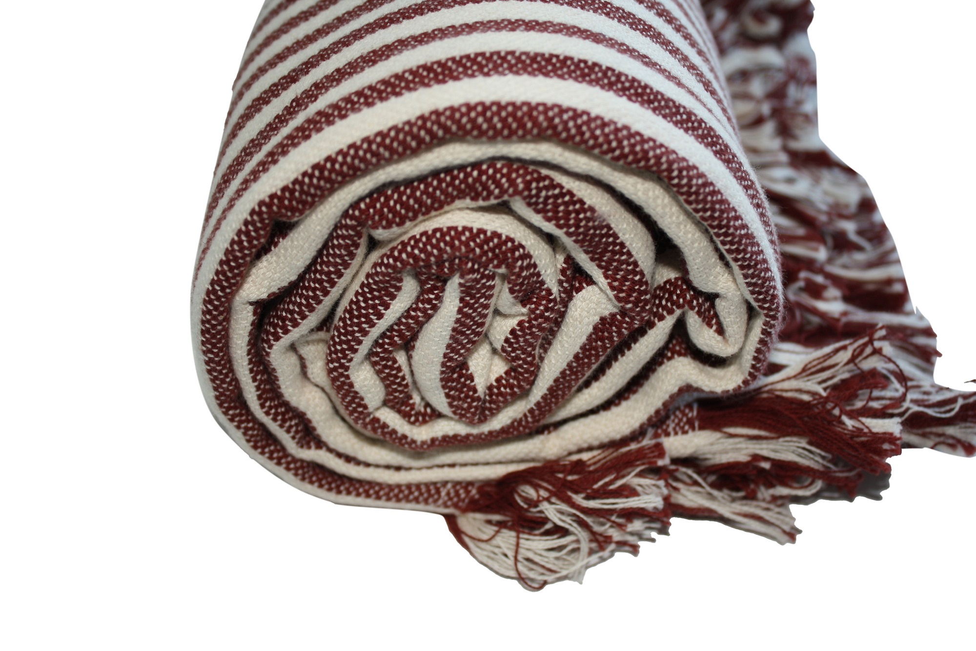 Frazada/ Manta 100% Algodón Rayada Rojo y Blanco - Manor Ridge