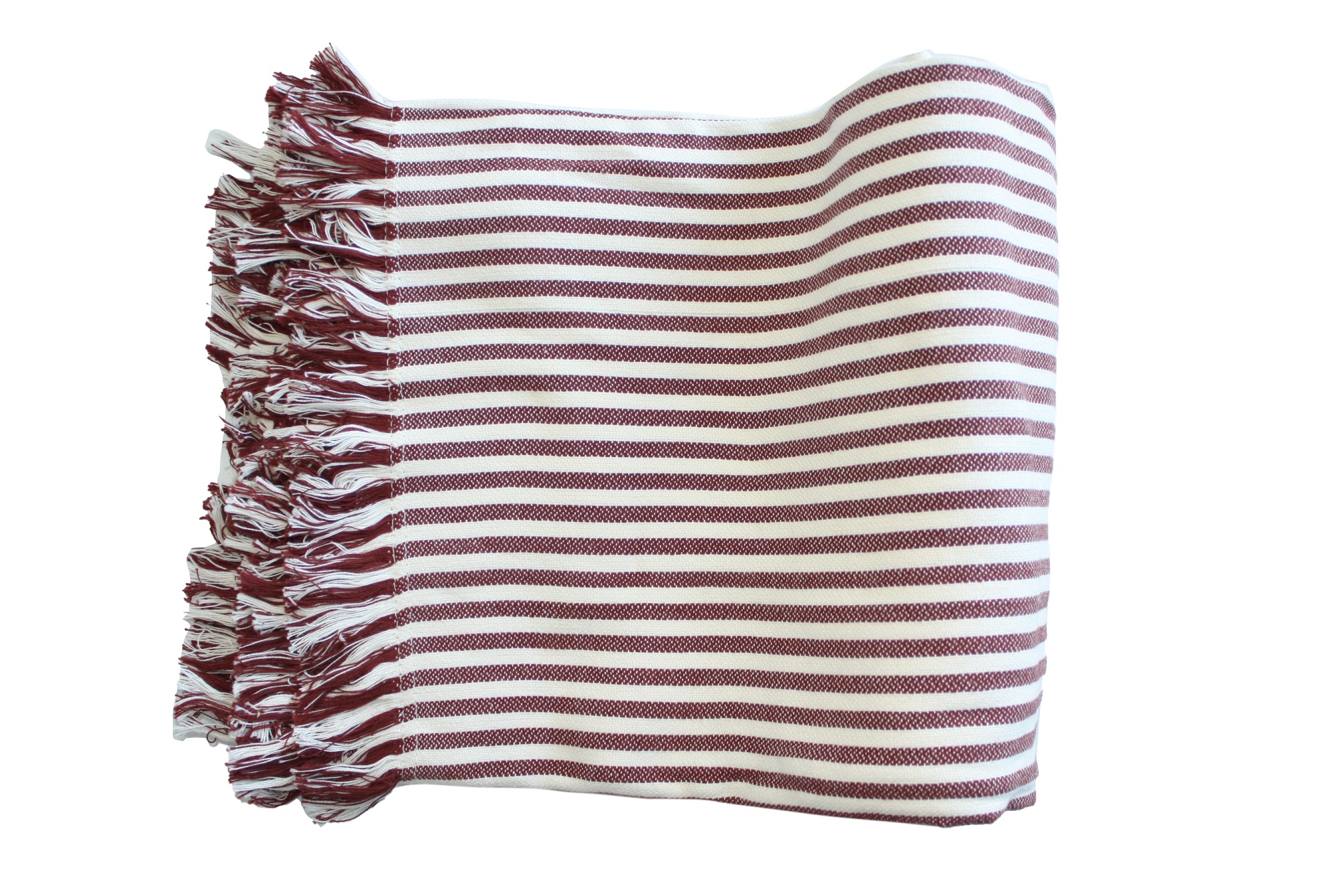 Frazada/ Manta 100% Algodón Rayada Rojo y Blanco - Manor Ridge