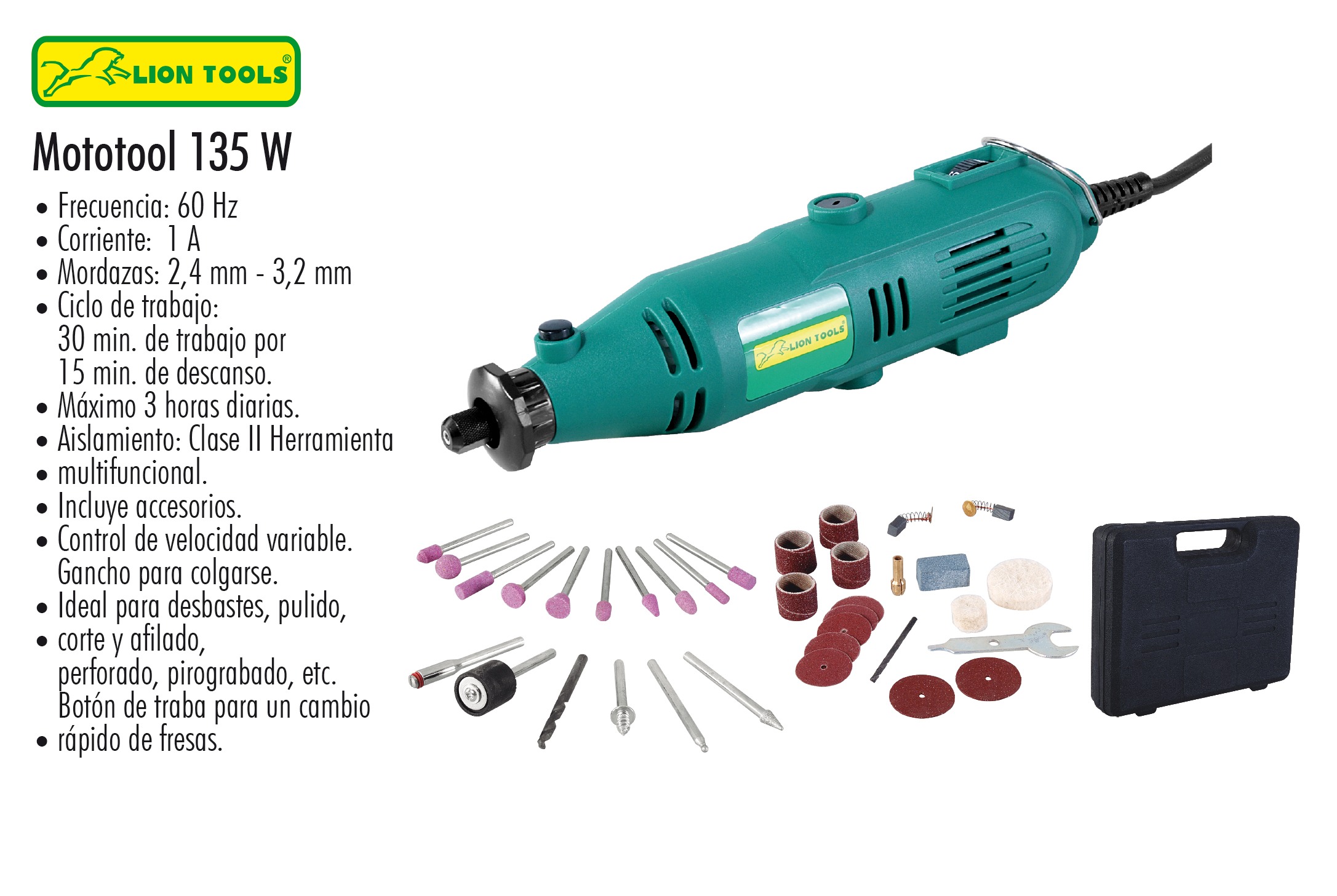 Mototool Tipo Dremel 135 W + Accesorios Rectificadora 4143