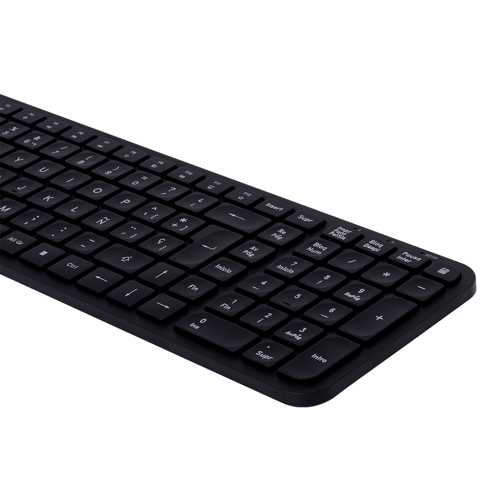 KIt Teclado y Mouse Inalámbrico TechZone con Teclado Numérico y Clic Silencioso