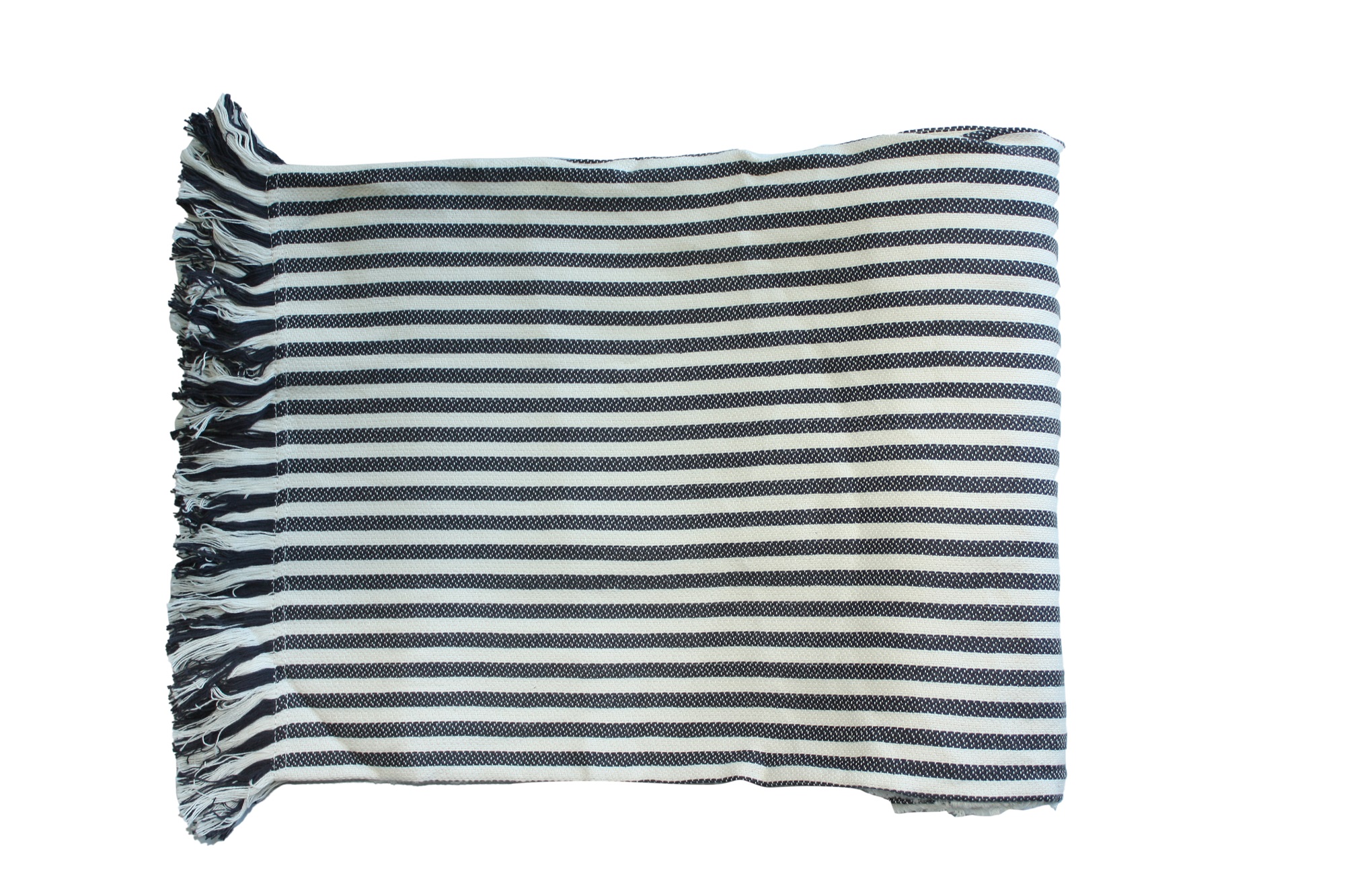 Frazada/ Manta 100% Algodón Rayada Gris y Blanco - Manor Ridge