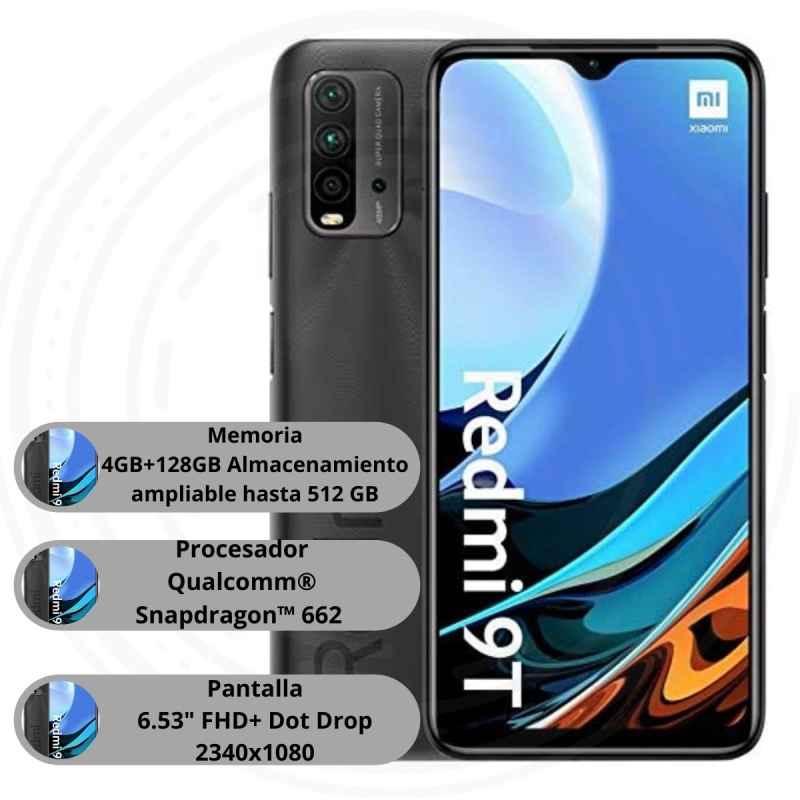 Celular Xiaomi Redmi 9T 6.53" 128GB/4GB Cámara 48MP+8MP+2MP+2MP/8MP Qualcomm Android 10 Color azul
