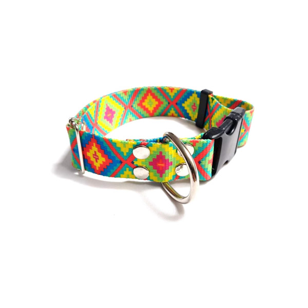 COLLAR PARA PERRO BROCHE PLASTICO, HUICHOL, RAZAS GRANDES , PUNKY FASHION PET