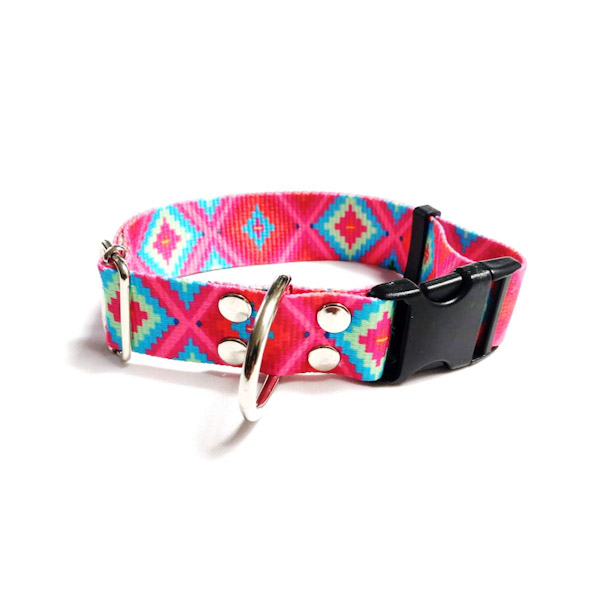 COLLAR PARA PERRO BROCHE PLASTICO, HUICHOL, RAZAS GRANDES , PUNKY FASHION PET