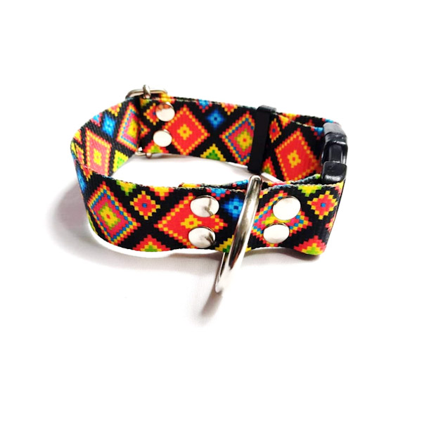 COLLAR PARA PERRO BROCHE PLASTICO, HUICHOL, RAZAS GRANDES , PUNKY FASHION PET