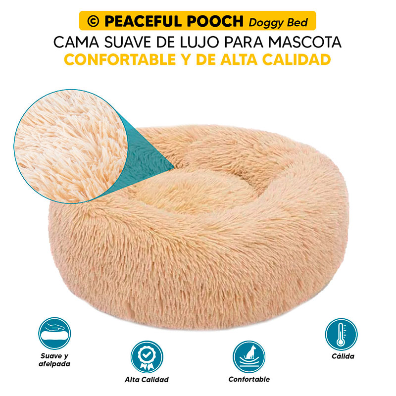 Cama mascotas para perro o gato antideslizante PEACEFULL POOCH Mediana Tv Ofertas única con cierre, para un fácil retiro de funda y lavado, adaptable a todo tipo de clima 